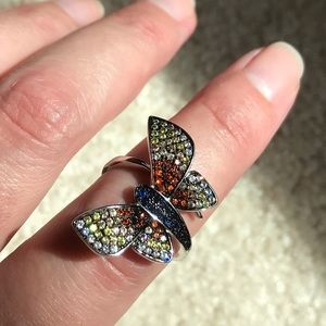 Sterling and Crystal Butterfly Ring